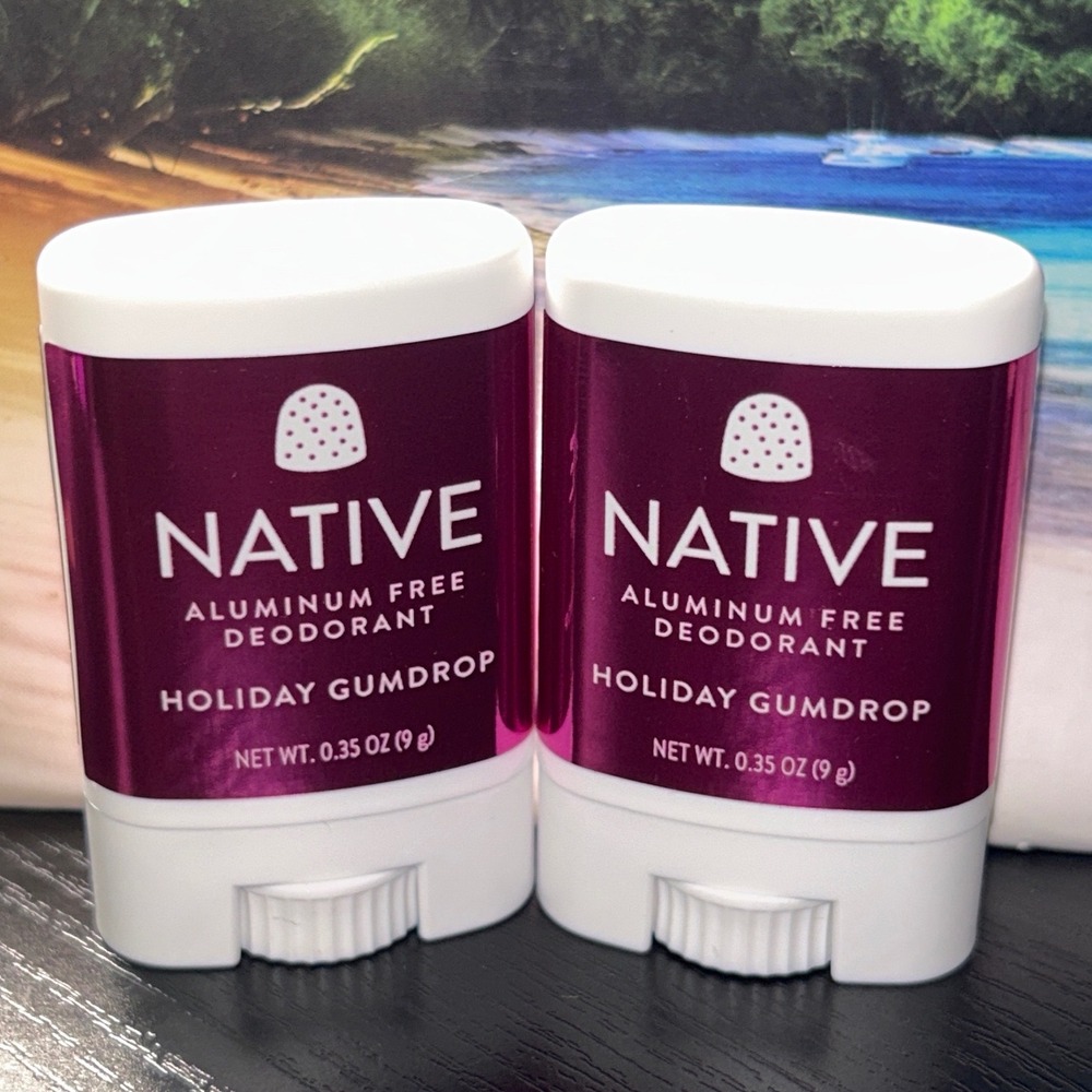 Native Holiday Gumdrop Aluminum Free Deodorant Travel Size 0.35oz Set of 2